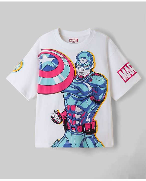 Pine Kids Marvel Single Jersey Knit Half Sleeves T-Shirt & Shorts Set with Avengers Graphics - Multicolor