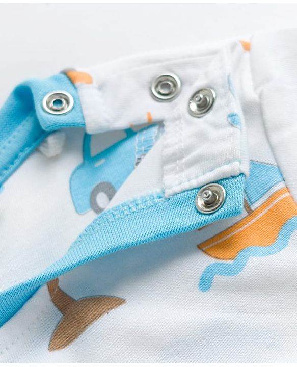 Babyhug Cotton Knit Half Sleeves T-Shirt & Shorts Co-ord Night Suit With Beach Theme Print - White
