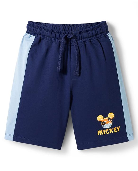 Pine Kids Disney Single Jersey Knit Half Sleeves Polo T-Shirt & Shorts Set with Mickey Mouse Graphics - Multicolor