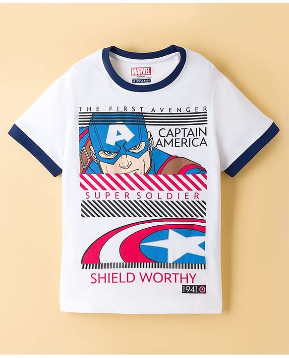 Pine Kids Marvel Single Jersey Knit Half Sleeves T-Shirt & Shorts Set with Avengers Graphic - Multicolor