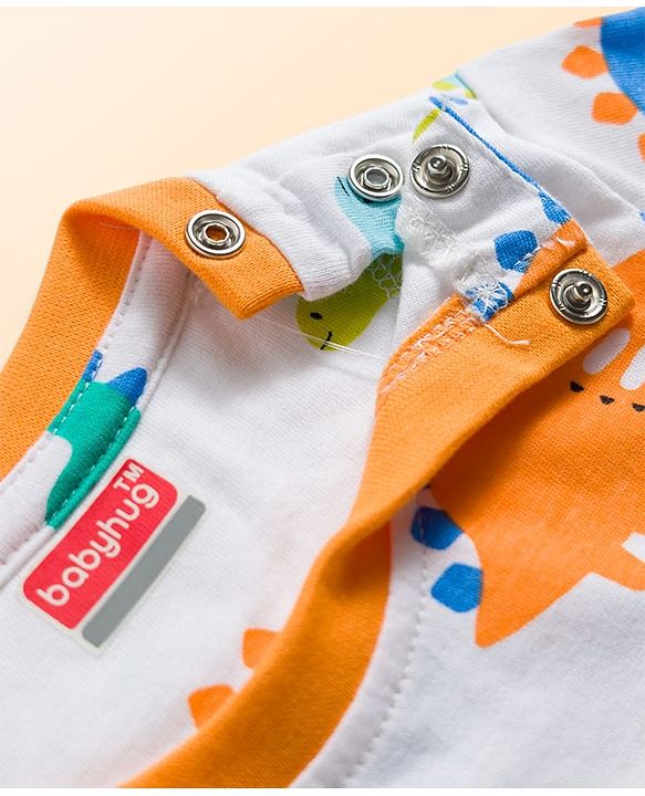 Babyhug Cotton Knit Half Sleeves Vehicles Printed Co-Ords T-Shirt & Shorts Night Suit - White