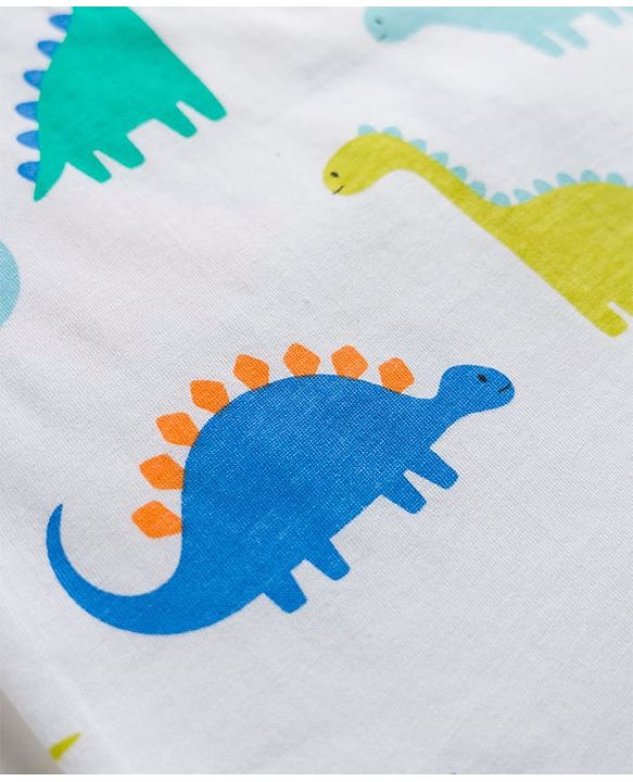 Babyhug Cotton Knit Half Sleeves Vehicles Printed Co-Ords T-Shirt & Shorts Night Suit - White
