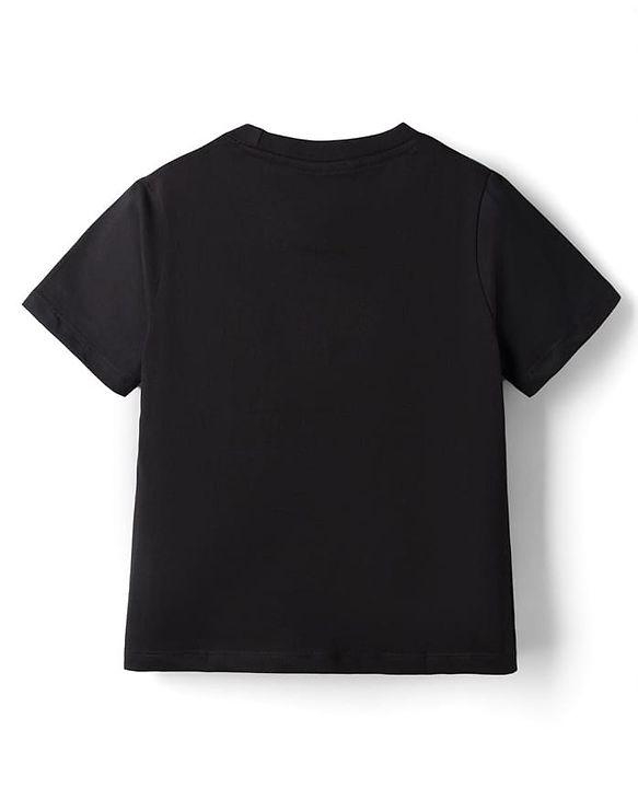Pine Kids Cotton Knit Half Sleeves T-Shirt with Text Print - Black
