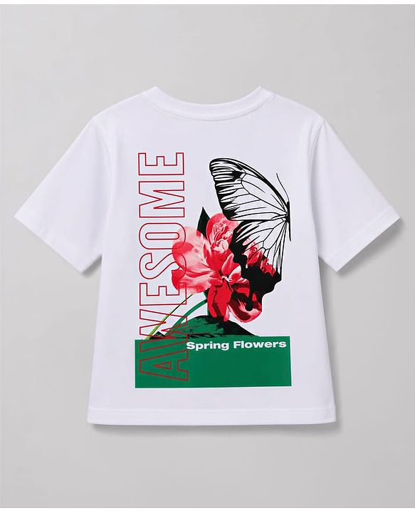 Pine Kids Cotton Knit T-Shirt with Awesome Print White 4-5 Years