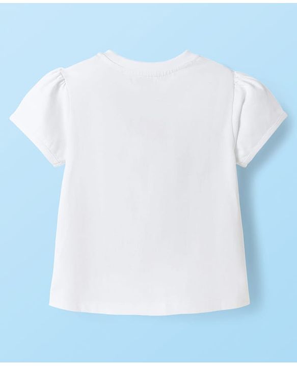 Babyhug Cotton Knit Half Sleeves T-Shirt & Capri Night Suit With Text & Polka Dot Print - White & Pink