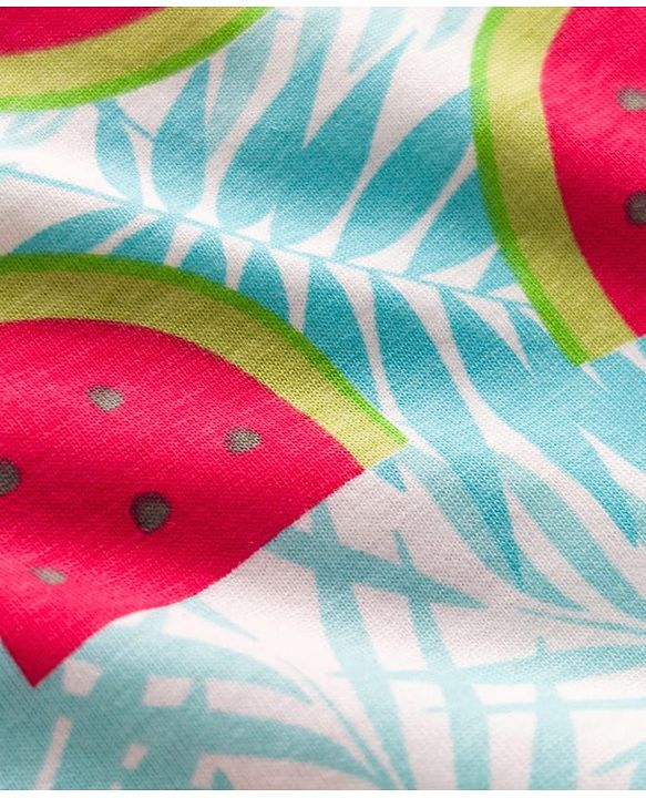 Babyhug Cotton Knit Half Sleeves T-Shirt & Capri Co-ord Night Suit With Watermelon Print - Light Blue