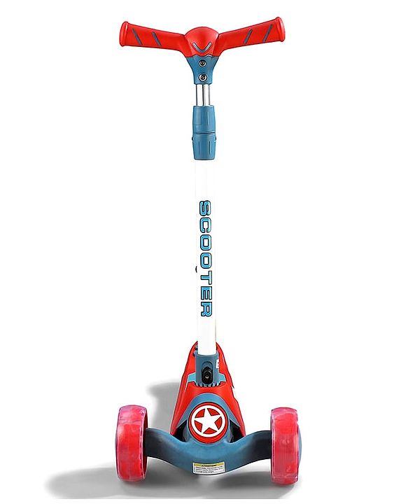 Babyhug Glider 3 Wheel Kids Kick Scooter with LED Wheels - Red Blue| Adjustable Height| Weight Capacity Upto 50 Kg| Toy for 2 to 12 yrs Boys & Girls| Activity Gifting Option| Compact Fold| Lean-to-Steer