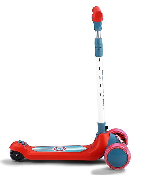 Babyhug Glider 3 Wheel Kids Kick Scooter with LED Wheels - Red Blue| Adjustable Height| Weight Capacity Upto 50 Kg| Toy for 2 to 12 yrs Boys & Girls| Activity Gifting Option| Compact Fold| Lean-to-Steer