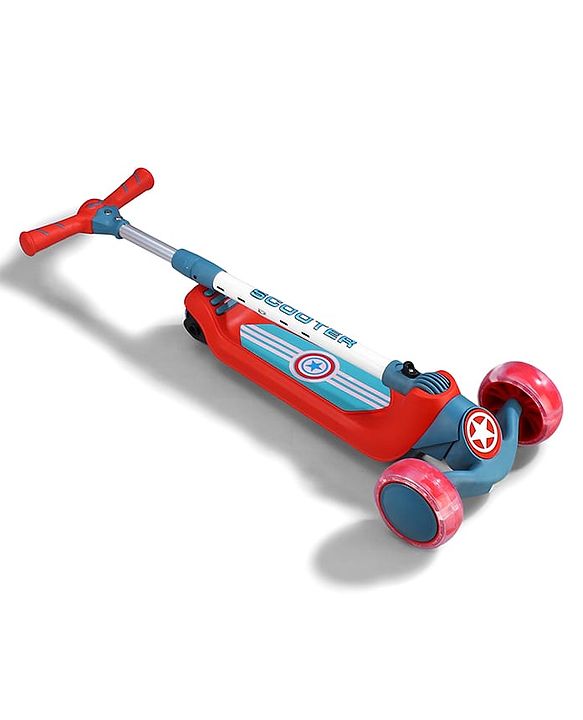 Babyhug Glider 3 Wheel Kids Kick Scooter with LED Wheels - Red Blue| Adjustable Height| Weight Capacity Upto 50 Kg| Toy for 2 to 12 yrs Boys & Girls| Activity Gifting Option| Compact Fold| Lean-to-Steer