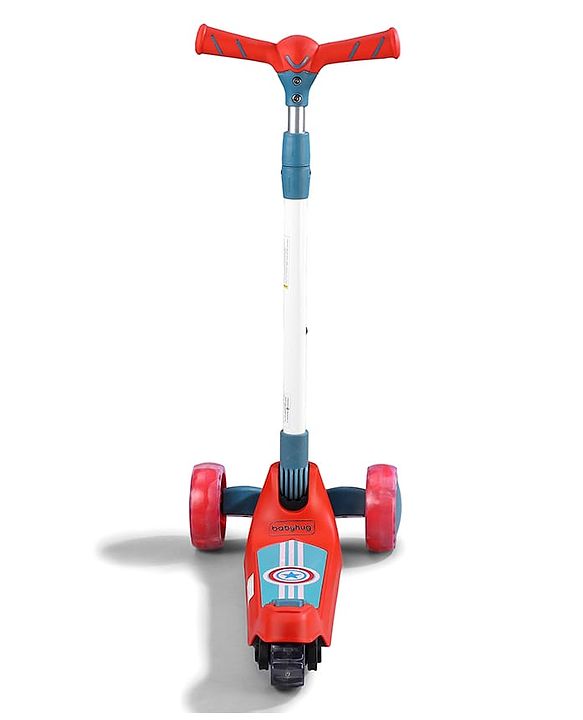 Babyhug Glider 3 Wheel Kids Kick Scooter with LED Wheels - Red Blue| Adjustable Height| Weight Capacity Upto 50 Kg| Toy for 2 to 12 yrs Boys & Girls| Activity Gifting Option| Compact Fold| Lean-to-Steer
