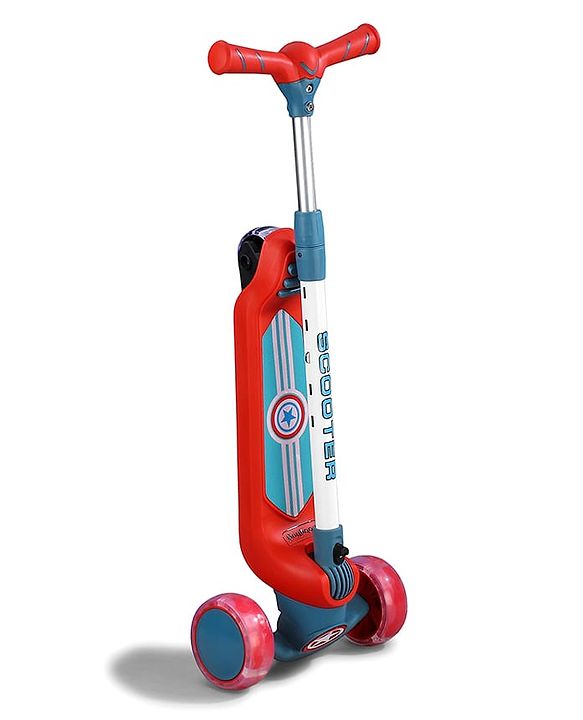 Babyhug Glider 3 Wheel Kids Kick Scooter with LED Wheels - Red Blue| Adjustable Height| Weight Capacity Upto 50 Kg| Toy for 2 to 12 yrs Boys & Girls| Activity Gifting Option| Compact Fold| Lean-to-Steer