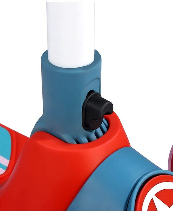 Babyhug Glider 3 Wheel Kids Kick Scooter with LED Wheels - Red Blue| Adjustable Height| Weight Capacity Upto 50 Kg| Toy for 2 to 12 yrs Boys & Girls| Activity Gifting Option| Compact Fold| Lean-to-Steer