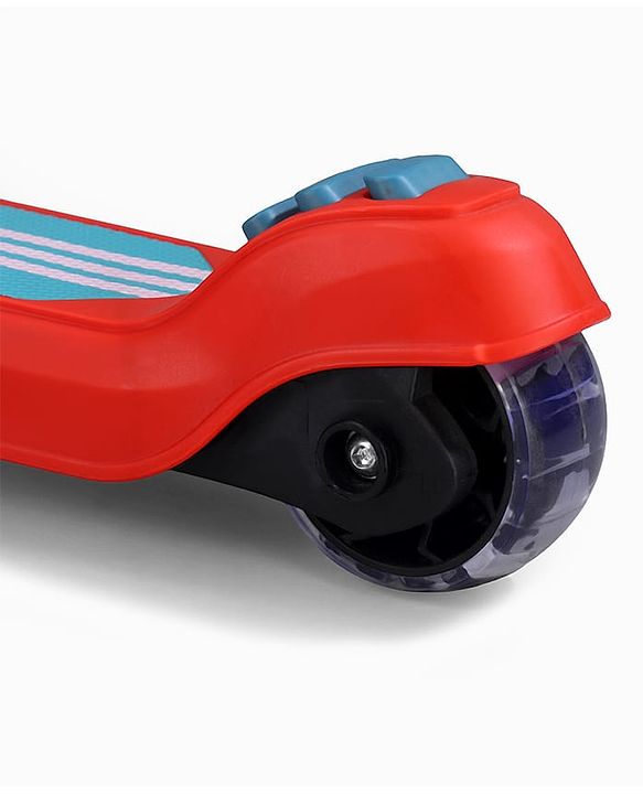 Babyhug Glider 3 Wheel Kids Kick Scooter with LED Wheels - Red Blue| Adjustable Height| Weight Capacity Upto 50 Kg| Toy for 2 to 12 yrs Boys & Girls| Activity Gifting Option| Compact Fold| Lean-to-Steer