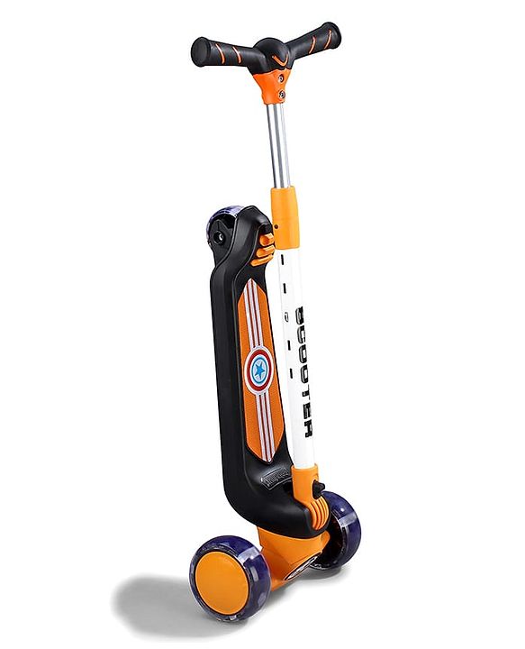 Babyhug Glider 3 Wheel Kids Kick Scooter with LED Wheels - Red Blue| Adjustable Height| Weight Capacity Upto 50 Kg| Toy for 2 to 12 yrs Boys & Girls| Activity Gifting Option| Compact Fold| Lean-to-Steer