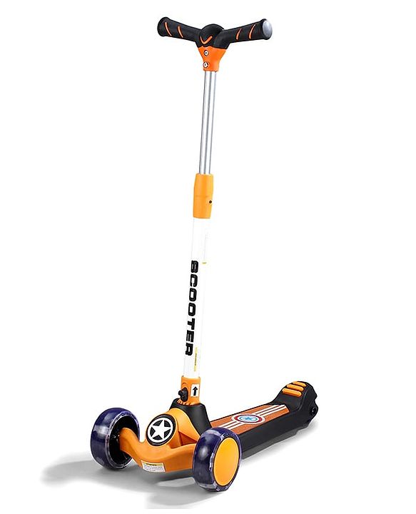 Babyhug Glider 3 Wheel Kids Kick Scooter with LED Wheels - Red Blue| Adjustable Height| Weight Capacity Upto 50 Kg| Toy for 2 to 12 yrs Boys & Girls| Activity Gifting Option| Compact Fold| Lean-to-Steer