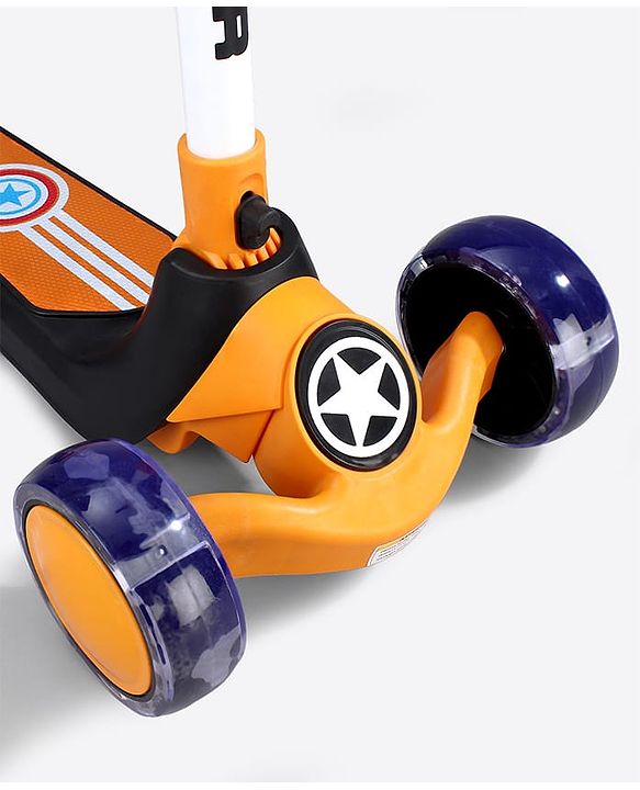 Babyhug Glider 3 Wheel Kids Kick Scooter with LED Wheels - Red Blue| Adjustable Height| Weight Capacity Upto 50 Kg| Toy for 2 to 12 yrs Boys & Girls| Activity Gifting Option| Compact Fold| Lean-to-Steer