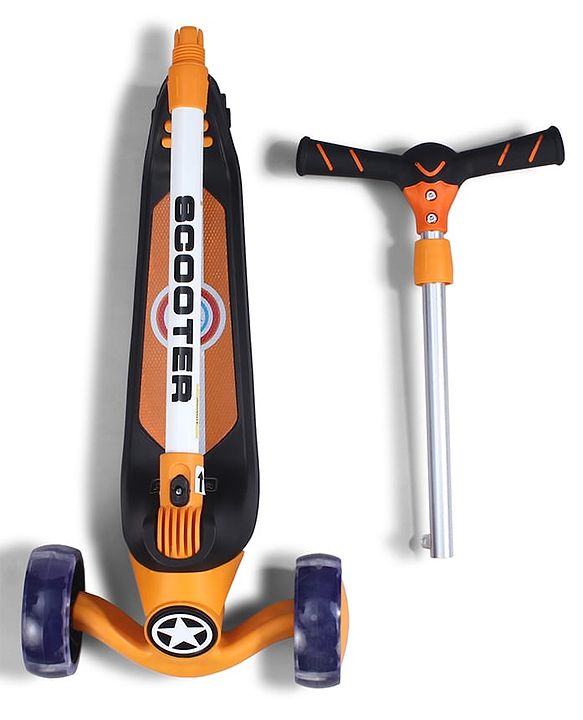 Babyhug Glider 3 Wheel Kids Kick Scooter with LED Wheels - Red Blue| Adjustable Height| Weight Capacity Upto 50 Kg| Toy for 2 to 12 yrs Boys & Girls| Activity Gifting Option| Compact Fold| Lean-to-Steer