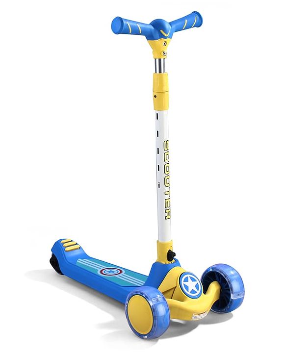 Babyhug Glider 3 Wheel Kids Kick Scooter with LED Wheels - Red Blue| Adjustable Height| Weight Capacity Upto 50 Kg| Toy for 2 to 12 yrs Boys & Girls| Activity Gifting Option| Compact Fold| Lean-to-Steer