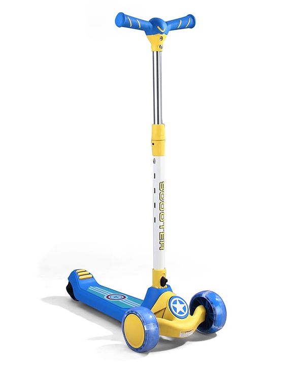 Babyhug Glider 3 Wheel Kids Kick Scooter with LED Wheels - Red Blue| Adjustable Height| Weight Capacity Upto 50 Kg| Toy for 2 to 12 yrs Boys & Girls| Activity Gifting Option| Compact Fold| Lean-to-Steer