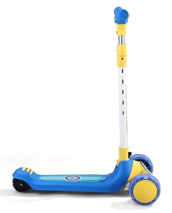 Babyhug Glider 3 Wheel Kids Kick Scooter with LED Wheels - Red Blue| Adjustable Height| Weight Capacity Upto 50 Kg| Toy for 2 to 12 yrs Boys & Girls| Activity Gifting Option| Compact Fold| Lean-to-Steer