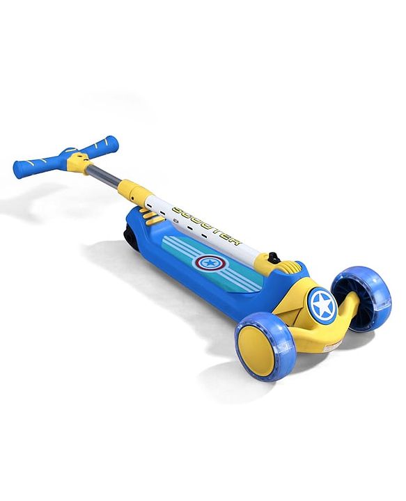 Babyhug Glider 3 Wheel Kids Kick Scooter with LED Wheels - Red Blue| Adjustable Height| Weight Capacity Upto 50 Kg| Toy for 2 to 12 yrs Boys & Girls| Activity Gifting Option| Compact Fold| Lean-to-Steer
