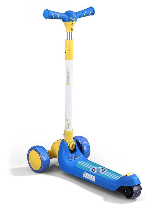 Babyhug Glider 3 Wheel Kids Kick Scooter with LED Wheels - Red Blue| Adjustable Height| Weight Capacity Upto 50 Kg| Toy for 2 to 12 yrs Boys & Girls| Activity Gifting Option| Compact Fold| Lean-to-Steer