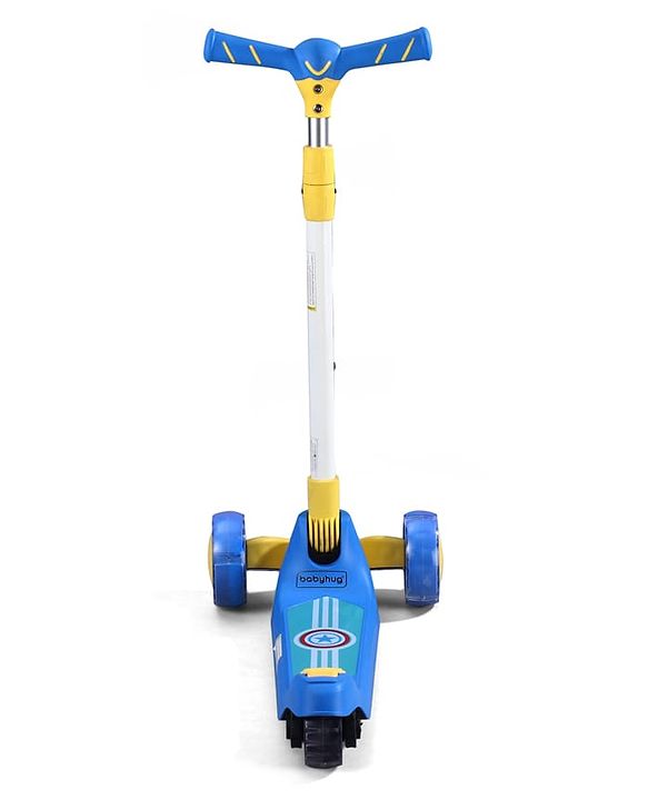 Babyhug Glider 3 Wheel Kids Kick Scooter with LED Wheels - Red Blue| Adjustable Height| Weight Capacity Upto 50 Kg| Toy for 2 to 12 yrs Boys & Girls| Activity Gifting Option| Compact Fold| Lean-to-Steer