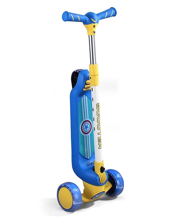 Babyhug Glider 3 Wheel Kids Kick Scooter with LED Wheels - Red Blue| Adjustable Height| Weight Capacity Upto 50 Kg| Toy for 2 to 12 yrs Boys & Girls| Activity Gifting Option| Compact Fold| Lean-to-Steer
