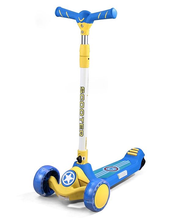 Babyhug Glider 3 Wheel Kids Kick Scooter with LED Wheels - Red Blue| Adjustable Height| Weight Capacity Upto 50 Kg| Toy for 2 to 12 yrs Boys & Girls| Activity Gifting Option| Compact Fold| Lean-to-Steer