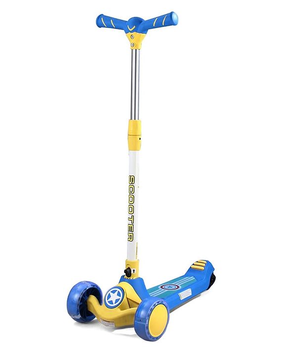 Babyhug Glider 3 Wheel Kids Kick Scooter with LED Wheels - Red Blue| Adjustable Height| Weight Capacity Upto 50 Kg| Toy for 2 to 12 yrs Boys & Girls| Activity Gifting Option| Compact Fold| Lean-to-Steer