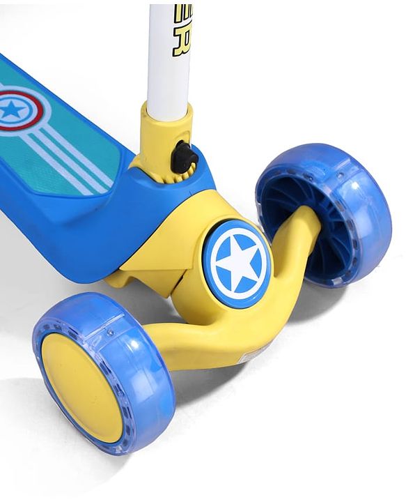 Babyhug Glider 3 Wheel Kids Kick Scooter with LED Wheels - Red Blue| Adjustable Height| Weight Capacity Upto 50 Kg| Toy for 2 to 12 yrs Boys & Girls| Activity Gifting Option| Compact Fold| Lean-to-Steer