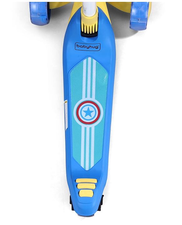 Babyhug Glider 3 Wheel Kids Kick Scooter with LED Wheels - Red Blue| Adjustable Height| Weight Capacity Upto 50 Kg| Toy for 2 to 12 yrs Boys & Girls| Activity Gifting Option| Compact Fold| Lean-to-Steer