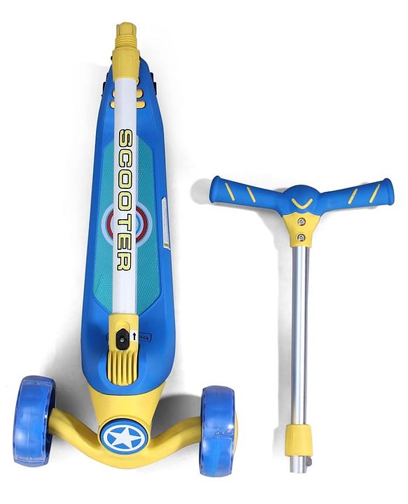 Babyhug Glider 3 Wheel Kids Kick Scooter with LED Wheels - Red Blue| Adjustable Height| Weight Capacity Upto 50 Kg| Toy for 2 to 12 yrs Boys & Girls| Activity Gifting Option| Compact Fold| Lean-to-Steer