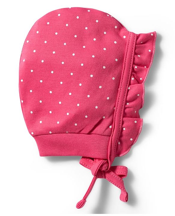 Babyhug 100% Cotton Interlock Knit Baby Caps With Floral & Polka Dots Print Pack of 2 Multicolor - Diameter 10 cm