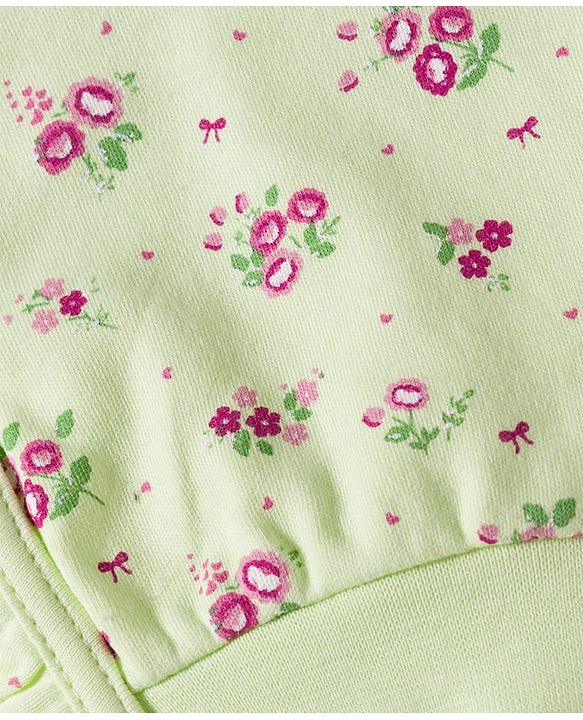 Babyhug 100% Cotton Interlock Knit Cap Mittens & Booties With Floral Print Multicolor - Diameter 13 cm