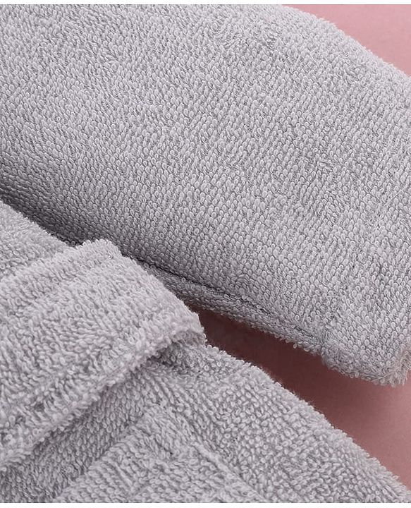 Babyhug Terry Knit Full Sleeves  Hooded Bath Robe With Elephant Applique - Grey