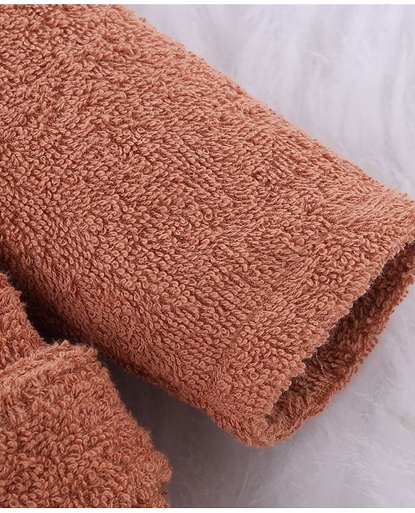 Babyhug Knit Terry Unisex Bath Robe With Monkey Hood - Brown