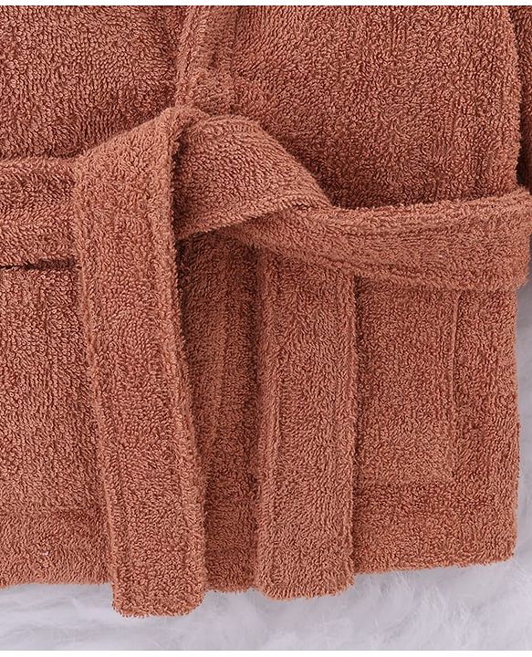 Babyhug Knit Terry Unisex Bath Robe With Monkey Hood - Brown