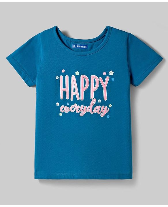 Pine Kids Cotton Knit Half Sleeves T-Shirt & Shorts Printed Night-Suit - Blue