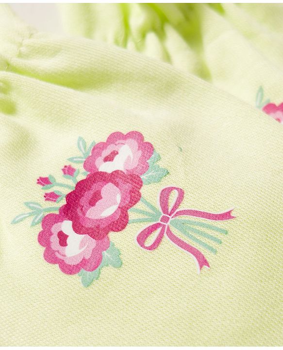 Babyhug 100% Cotton Interlock Knit Mittens & Booties Set With Floral Print - Green