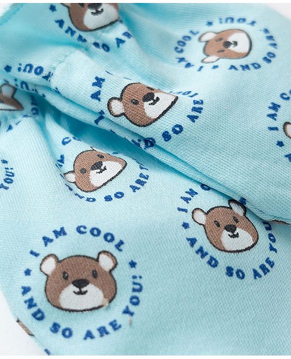 Babyhug 100% Cotton Knit Mittens & Booties with Teddy Print - Multicolor