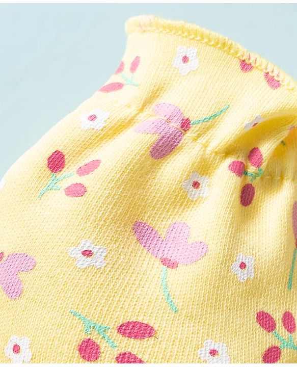Babyhug 100% Knit Cotton Mittens & Booties With Floral Print - Multicolor