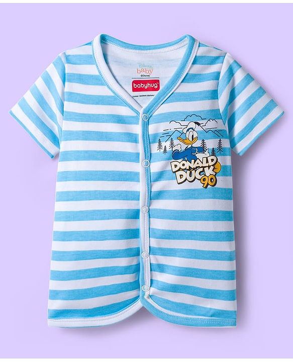 Babyhug Disney 100% Cotton Knit Half Sleeves Jhablas With Donald Duck Graphics Pack of 3 - Multicolour