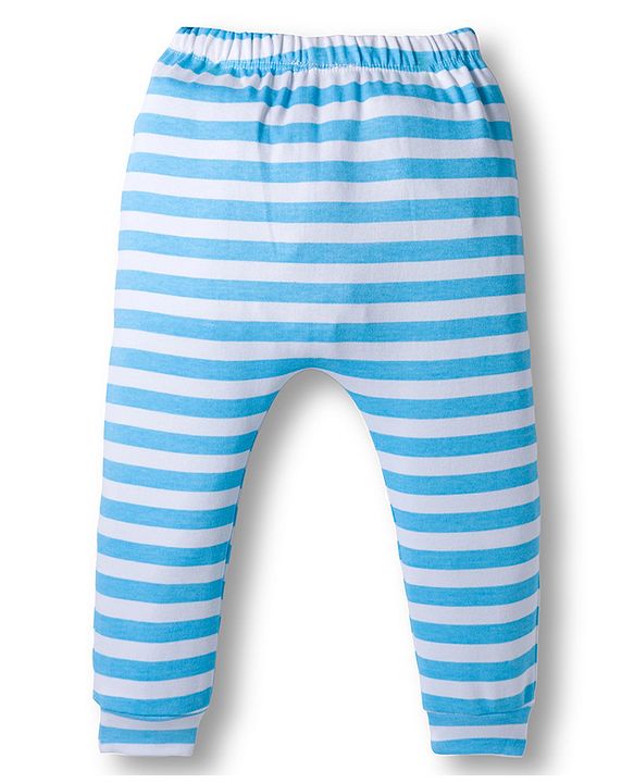 Babyhug Disney Interlock Knit Full Length Diaper Leggings with Donald Duck Graphic & Stripes Pack of 3 - Multicolor