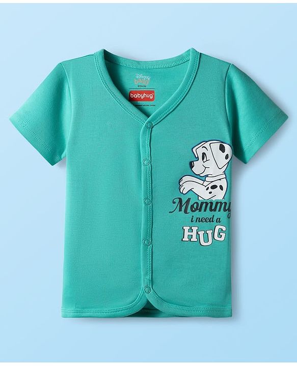 Babyhug Disney Interlock Knit Half Sleeves 101 Dalmatians Printed Front Open Jhablas Pack of 3 - White, Blue & Green