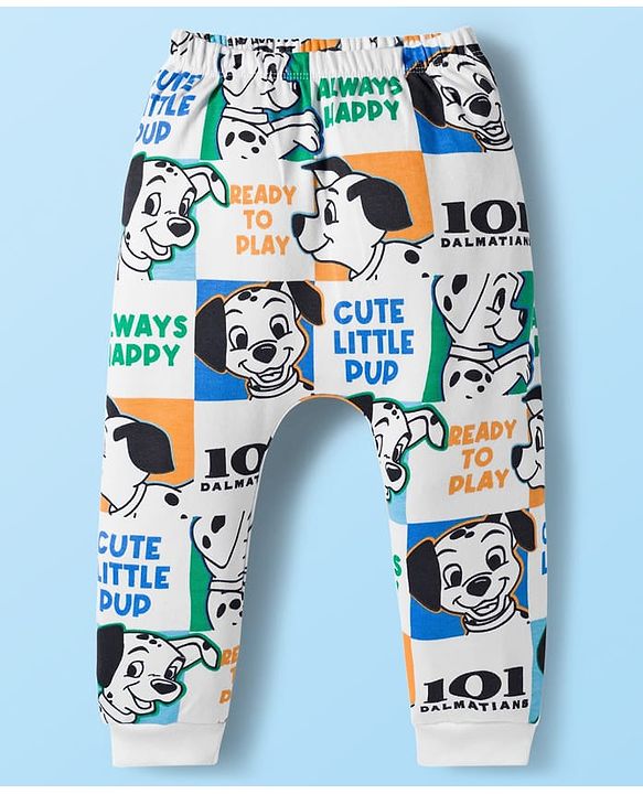 Babyhug Disney Interlock Knit Full Length 101 Dalmatians Printed Diaper Leggings Pack of 3 - White Blue & Sea Green