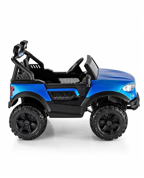 Babyhug Battery Operated Ride on Jeep with Music & LED Lights - Blue| Rechargeable Battery|Openable Doors| AUX|Remote Control|Easy to Assemble| Forward & Reverse| Magic Swing Movement