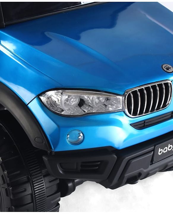 Babyhug Battery Operated Ride on Jeep with Music & LED Lights - Blue| Rechargeable Battery|Openable Doors| AUX|Remote Control|Easy to Assemble| Forward & Reverse| Magic Swing Movement