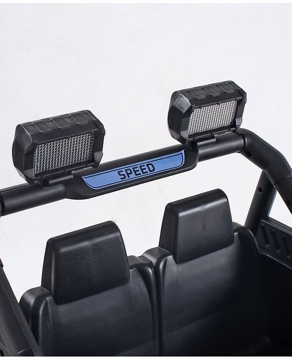 Babyhug Battery Operated Ride on Jeep with Music & LED Lights - Blue| Rechargeable Battery|Openable Doors| AUX|Remote Control|Easy to Assemble| Forward & Reverse| Magic Swing Movement