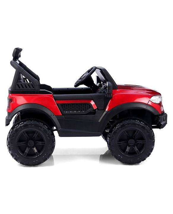 Babyhug Battery Operated Ride on Jeep with Music & LED Lights - Red| Rechargeable Battery| Openable Doors| Built-in Music & AUX| Remote Control| Easy to Assemble| Forward & Reverse